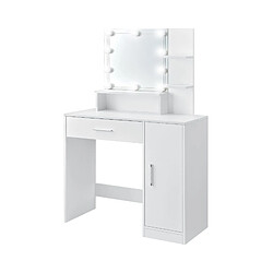Ml-design Coiffeuse avec miroir LED - Blanc