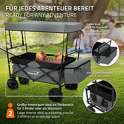 Hauki Chariot de transport pliable avec toit gris avec poches pour enfants charge 80kg pas cher