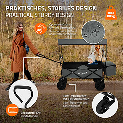 Avis Hauki Chariot de transport pliable avec toit gris avec poches pour enfants charge 80kg