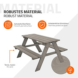 ML-Design Ensemble de jeu pour enfants bois gris 4 places table de pique-nique + 2 bancs pas cher