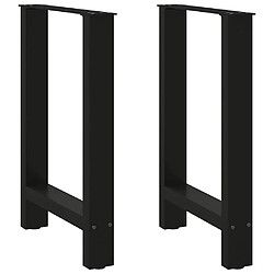 vidaXL Pieds de table basse - 2 pcs Noir Pieds de table basse - Acier enduit de poudre - Réglables - Noir - 50 x 72-73 cm