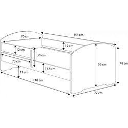 1001jouets Kobi Lit enfant Edy avec matelas 140x70 cm - Princesses