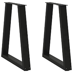 VidaXL Pieds de table basse en V 2 pcs - Noir Pieds de table - Acier enduit de poudre - Niveleurs de pieds réglables