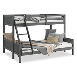 HOMESTYLE4U Lit superposé 90x200 et 140x200 cm - Gris