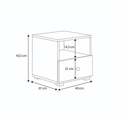 Kobi table de chevet enfant - blanc et rose