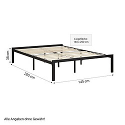 HOMESTYLE4U Lit double 140x200 cm - Métal Noir