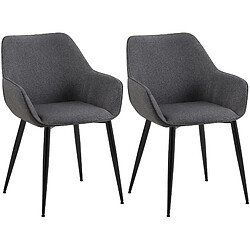 Chaises Vessa - Lot de 2 Chaises de salle à manger - Tissu/velours - Structure métal noir - Stabilité et confort