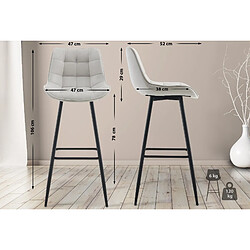 Tabouret de bar velours - Gris