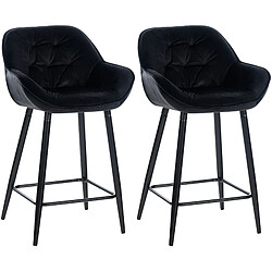 Lot de 2 tabourets de bar velours - Noir