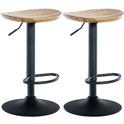 Lot de 2 tabourets de bar en bois - Naturel
