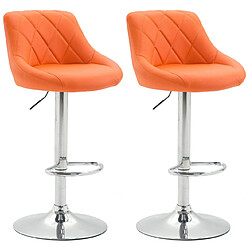 Lot de 2 tabourets de bar similicuir - Orange