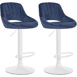 Lot de 2 tabourets de bar velours - Bleu