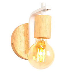 STOEX Applique murale vintage blanche Applique murale - Métal et bois - E27 - 22 cm - Ajustable 180°