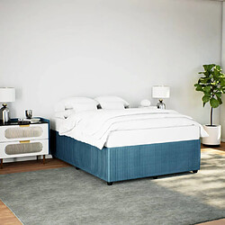 vidaXL Cadre de lit sans matelas bleu 160x200 cm velours