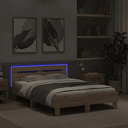 Acheter vidaXL Cadre de lit avec LED sans matelas chêne sonoma 120x190 cm