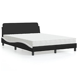 vidaXL Lit avec matelas noir et blanc 140x190 cm similicuir