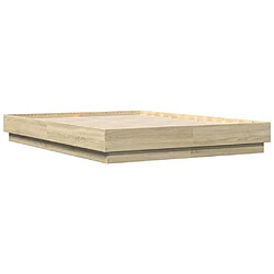 Avis vidaXL Cadre de lit avec LED sans matelas chêne sonoma 120x190 cm