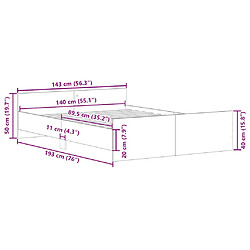 vidaXL Cadre de lit sans matelas chêne marron 140x190 cm pas cher