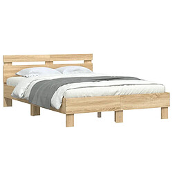 Avis vidaXL Cadre de lit avec LED sans matelas chêne sonoma 120x190 cm