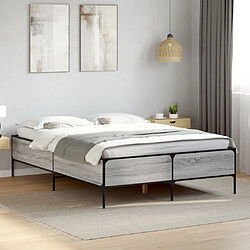 vidaXL Cadre de lit sans matelas sonoma gris 140x190 cm 