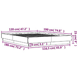 vidaXL Cadre de lit avec LED sans matelas chêne sonoma 120x190 cm pas cher
