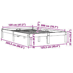 vidaXL Cadre de lit sans matelas cire marron 120x200cm bois pin massif pas cher