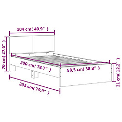 vidaXL Cadre de lit sans matelas avec tête de lit noir 100x200 cm pas cher