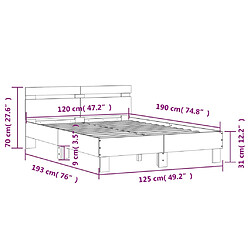 vidaXL Cadre de lit avec LED sans matelas chêne sonoma 120x190 cm pas cher