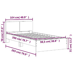 vidaXL Cadre de lit sans matelas avec tête de lit 100x200 cm pas cher