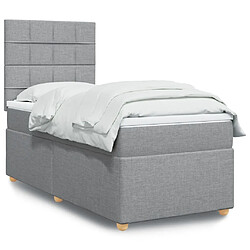 vidaXL Sommier à lattes de lit et matelas Gris clair 90x190 cm Tissu 