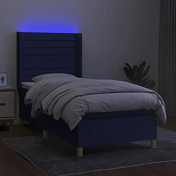 Avis vidaXL Sommier à lattes de lit matelas et LED Bleu 90x200 cm Tissu
