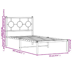 vidaXL Cadre de lit métal sans matelas avec tête de lit blanc 90x200cm pas cher