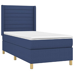 Acheter vidaXL Sommier à lattes de lit matelas et LED Bleu 90x200 cm Tissu