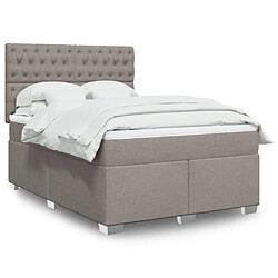 vidaXL Sommier à lattes de lit avec matelas Taupe 140x190 cm Tissu