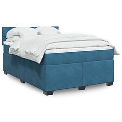 vidaXL Sommier à lattes de lit et matelas bleu 160x200 cm velours 