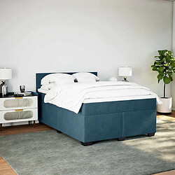 Acheter vidaXL Sommier à lattes de lit et matelas bleu 160x200 cm velours