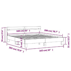 vidaXL Cadre de lit avec LED sans matelas blanc 160x200 cm pas cher