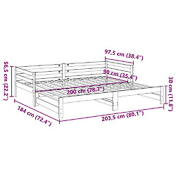 vidaXL Lit de jour et lit gigogne sans matelas 90x200 cm bois massif pas cher