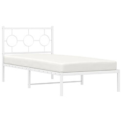 Acheter vidaXL Cadre de lit métal sans matelas avec tête de lit blanc 90x200cm