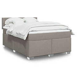 vidaXL Sommier à lattes de lit avec matelas Taupe 140x190 cm Tissu
