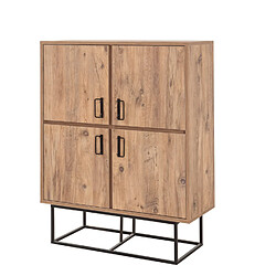 Concept Usine Buffet industriel en bois et métal - 4 portes - 8 rangements BRESOV