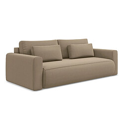 Makamii Kapua - Rose Poudré Canapé 3 places convertible - Tissu texturé - Résistant à l'abrasion - Coffre de rangement intégré