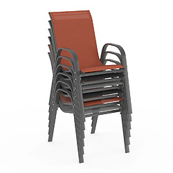 Acheter Idmarket market Lot de 6 chaises jardin LYMA - Gris, Noir et Terracotta