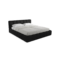 Makamii Lit coffre NALU 180x200 cm - Tissu chenille noir