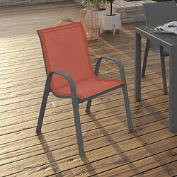 Idmarket market Lot de 6 chaises jardin LYMA - Gris, Noir et Terracotta