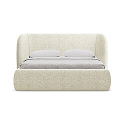 Makamii HAUKE Lit coffre 140x200 cm - Tissu chenille beige