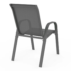 Idmarket Lot de 6 chaises de jardin LYMA métal et textilène empilables gris anthracite pas cher