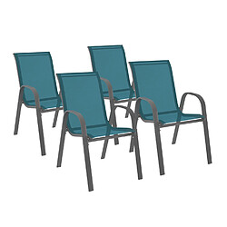 Idmarket market Lot de 4 chaises jardin LYMA - Bleu canard