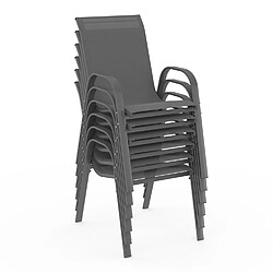 Acheter Idmarket Lot de 6 chaises de jardin LYMA métal et textilène empilables gris anthracite