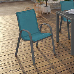 Idmarket market Lot de 4 chaises jardin LYMA - Bleu canard